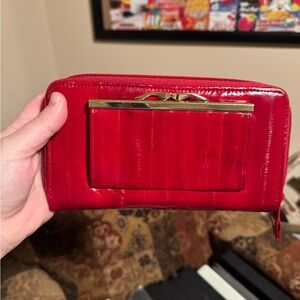 Red Wallet with Gold Accents